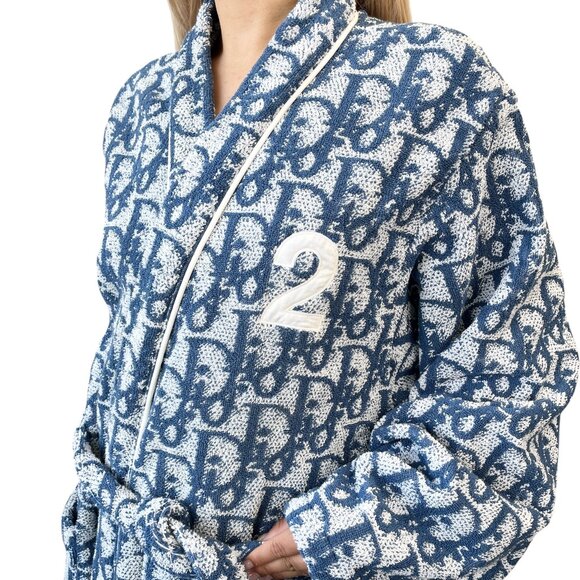 Christian Dior Vintage Trotter Monogram Logo Bathrobe #L Terry Cloth [105820] - Picture 2 of 12